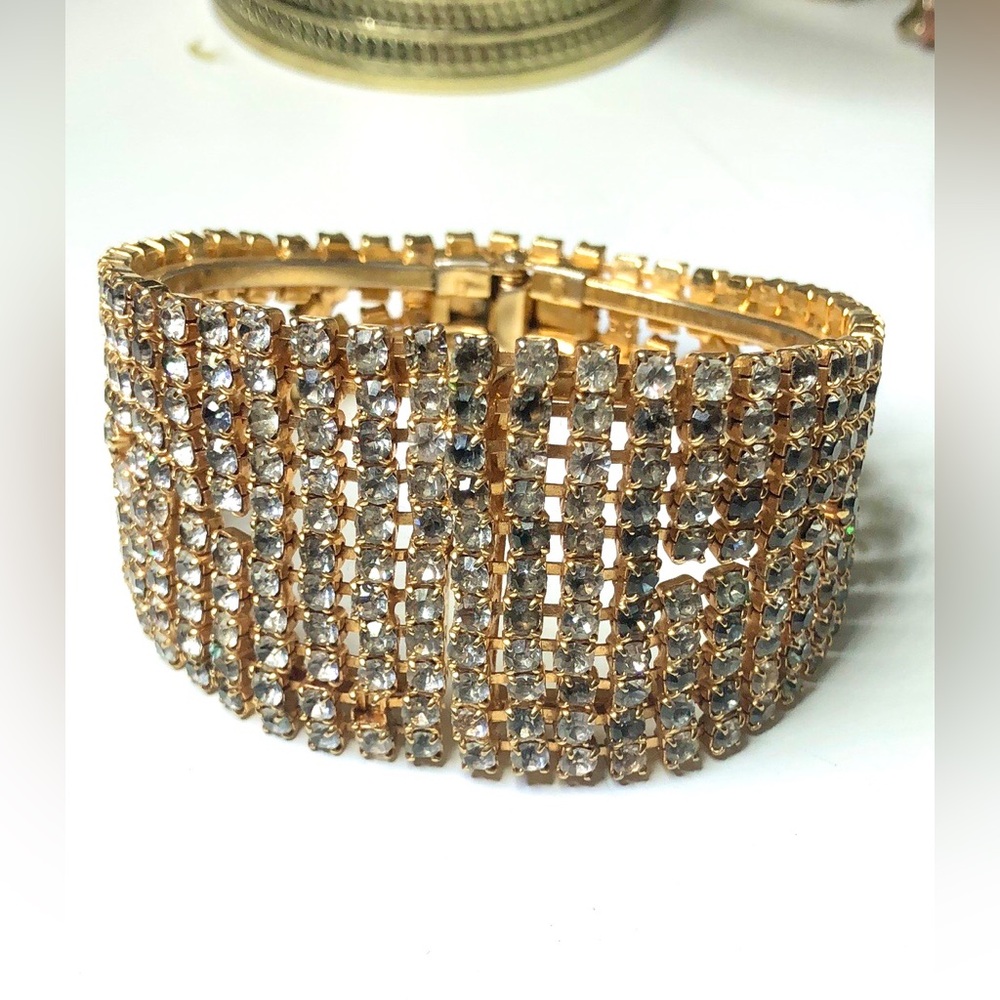 Gold rhinestones cuff Bracelet